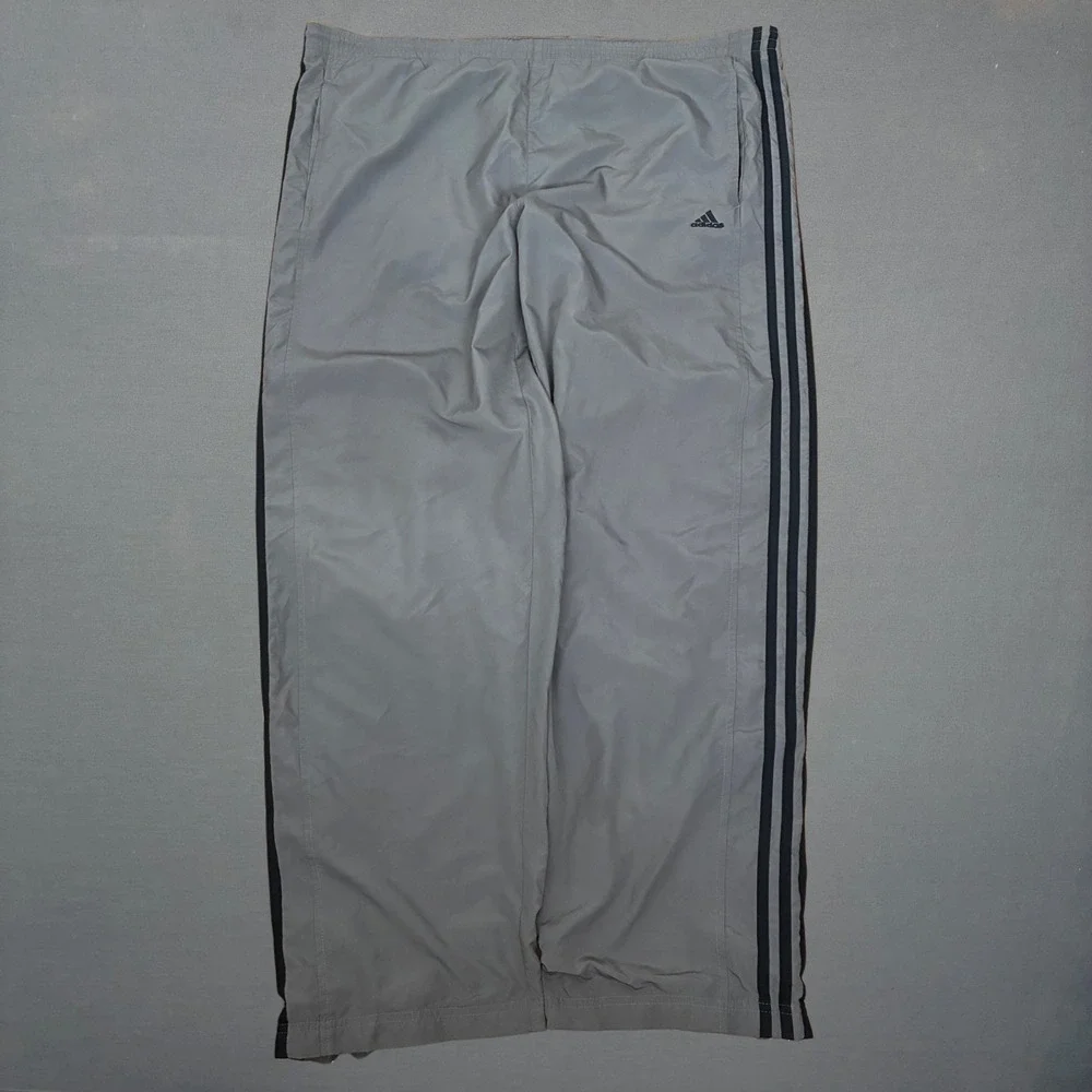 VTG Y2K Adidas Gray 3 Stripe Track Pants Men's Size XL 42x30 Baggy Wide Leg
